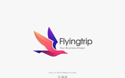Bunte Logo-Schablone des fliegenden Gradienten des Vogels