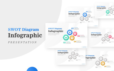 Kreativní SWOT Inside Gear pro obchodní analýzu Infographic PowerPoint šablony