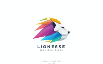 Löwenkopf Poly bunte Logo-Vorlage
