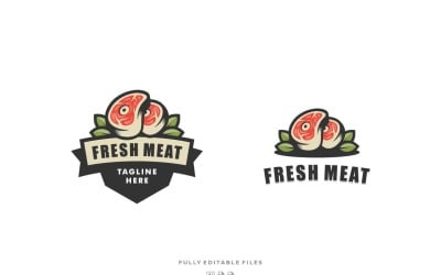 Modèle de logo d&amp;#39;insigne de couleur de viande fraîche