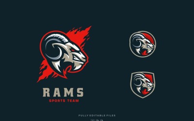 Modèle de logo Rams Head Sports et E-sports Style