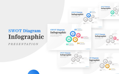 Modello di PowerPoint per infografica SWOT Inside Gear for Business Analysis Creative