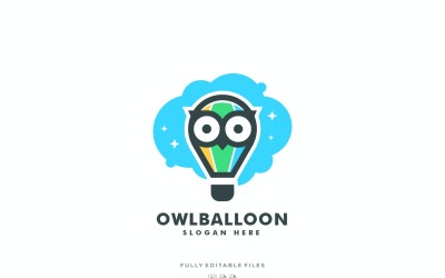 Simple Owl and Balloon Color Logo Template
