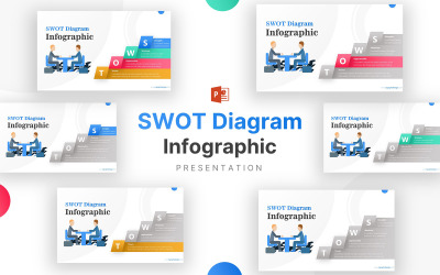 SWOT-diagram met Business Partner Infographic PowerPoint-sjabloon