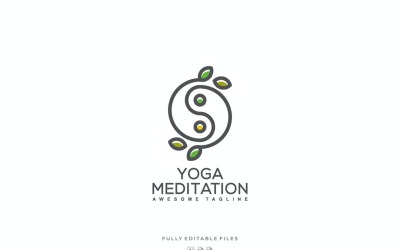 Yin Yang z szablonem Logo sztuki linii liści
