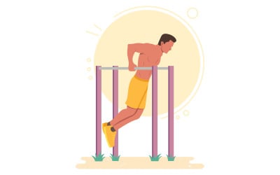 Exercício de Peso Corporal Dips Calisthenics - Ilustração