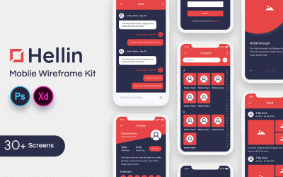 Hellin Mobile Wireframe Kit UI-elementen