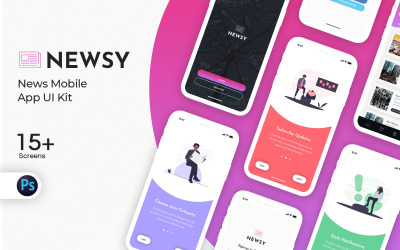 Newsy News mobilalkalmazás felhasználói felület elemei