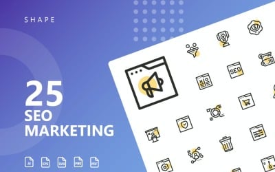 Conjunto de iconos de forma de marketing SEO