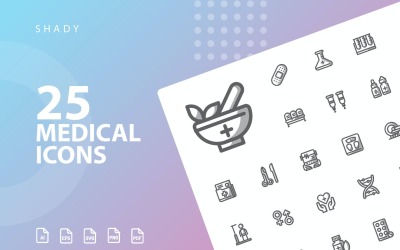Conjunto de iconos de sombra médica