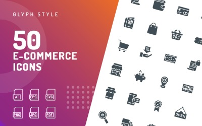 Набор иконок глифов электронной торговли