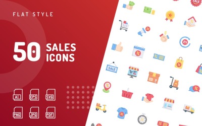 Set di icone piatte di vendita