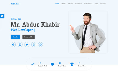 Al-Khabir - Plantilla de página de destino de CV / CV de portafolio creativo