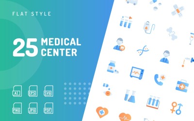Conjunto de ícones planos para centros médicos