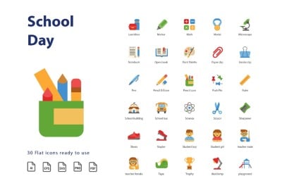 Conjunto de iconos de día escolar