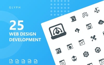 Conjunto de iconos de glifo de desarrollo de diseño web