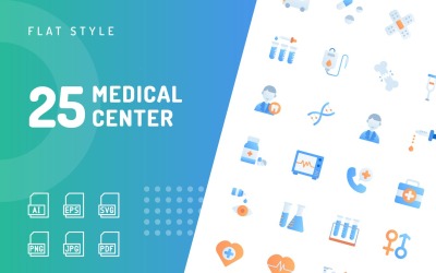 Ensemble d&amp;#39;icônes plat de centre médical
