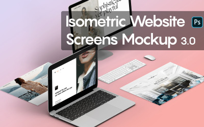 Isometrische Website-Bildschirme 3.0 Produktmodell