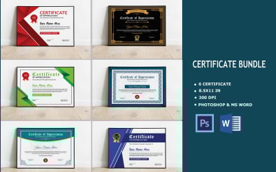 Plantilla de certificado de 6 paquetes