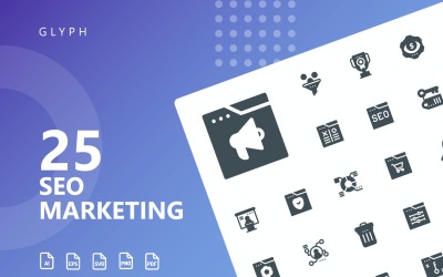 Sada ikon SEO marketing glyfů