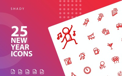 Yeni Yıl Gölgeli Icon Set
