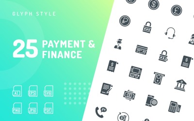 Zahlungs- und Finanz-Glyphen-Symbolsatz