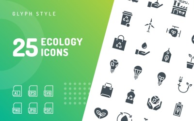 Zestaw ikon glifów ekologii