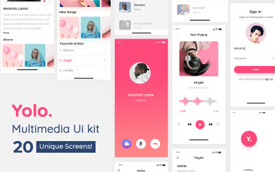 Элементы пользовательского интерфейса мобильного приложения Yolo Multimedia