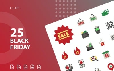 Black Friday Flat Icon Set