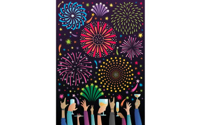 Celebrazione con fuochi d&amp;#39;artificio - illustrazione