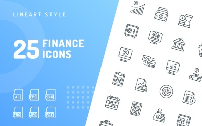 Conjunto de iconos de línea de finanzas