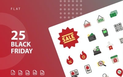 Conjunto de iconos planos de viernes negro