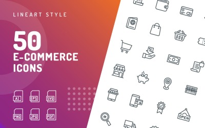 E-commerce lijn Icon Set