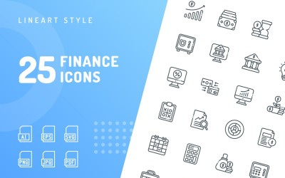Jeu d&amp;#39;icônes de ligne de finances