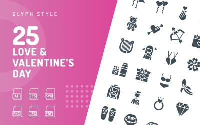 Liebe &amp;amp; Valentinstag Glyph Icon Set
