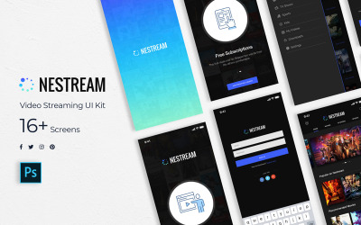 Nestream mobilalkalmazás felhasználói felület elemei