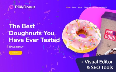Responsivt Pink Donut - Cupcake Bakery Moto CMS 3-mall #123160