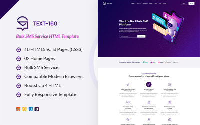 Reszponzív Text 160 Bulk SMS Service Website Template Weboldal sablon 123158