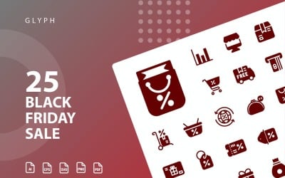 Schwarzer Freitag-Glyphen-Icon-Set