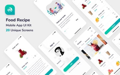 Voedselrecept Mobiele app UI-elementen