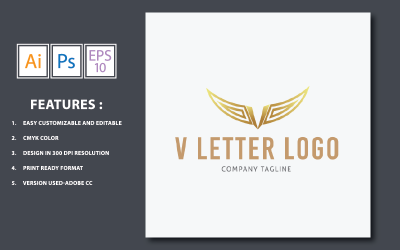 Goldene Farbe V Letter Design Logo Vorlage