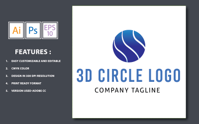 Modèle de logo de conception de cercle 3D