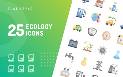 Ekoloji Düz Icon Set