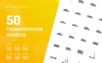 Ensemble d&amp;#39;icônes de glyphe de véhicules de transport