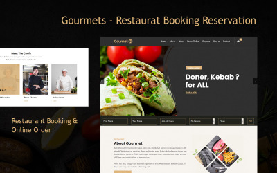 "Gourmets - Restaurat Booking Reservation" Responsive Joomla Template №123376