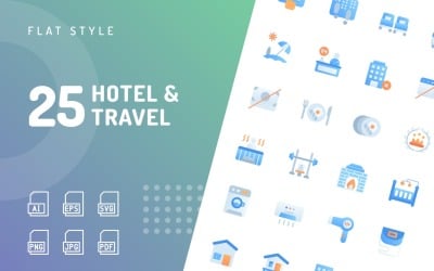 Hotel &amp;amp; Travel Flat Icon Set