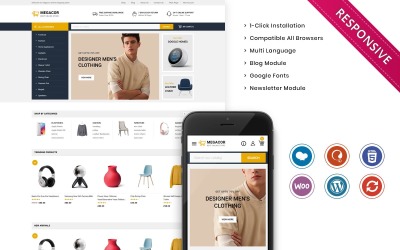 Megacor - адаптивная тема WooCommerce для магазина модной одежды