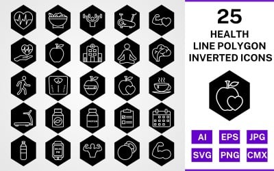 Набор из 25 перевернутых многоугольников линии здоровья