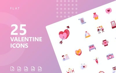 Set di icone piatte di San Valentino