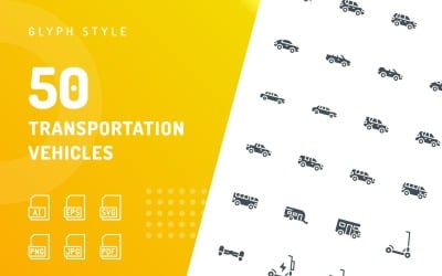 Transportfordon Glyph Ikonuppsättning